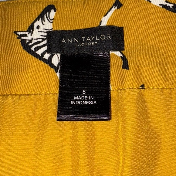 Ann Taylor Factory Mustard Yellow Gold Zebra Print Skirt Size 8 - Picture 3 of 6